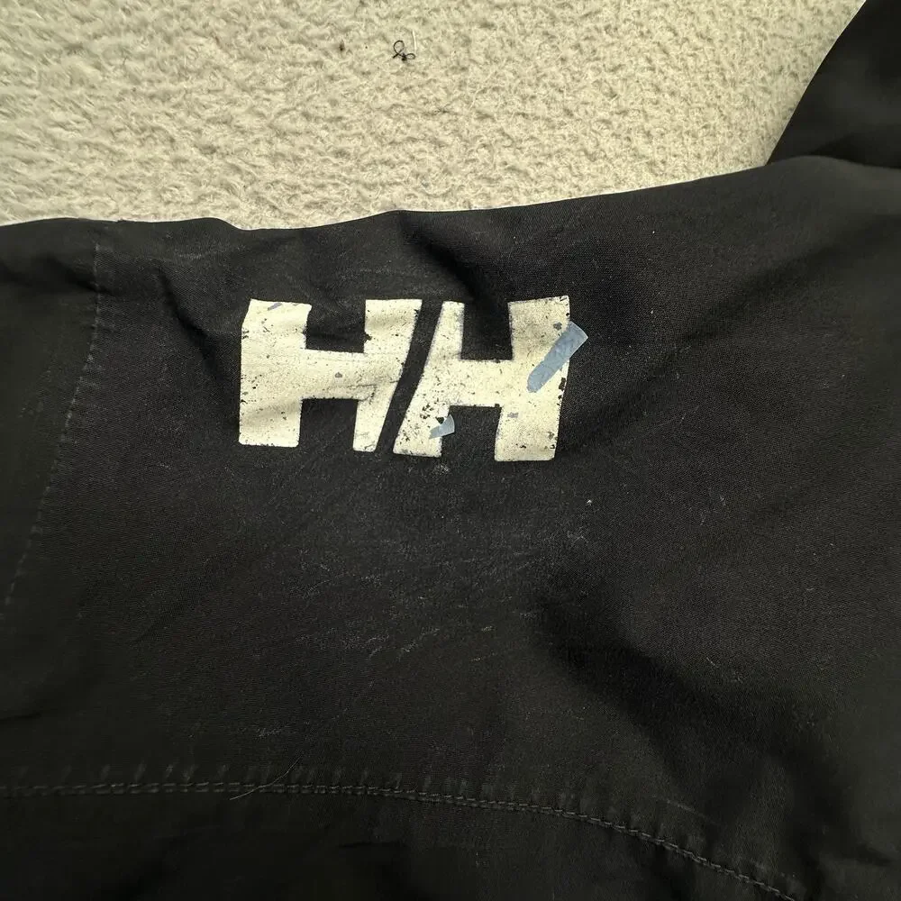 Helly Hansen Crew Hooded Midlayer Jacket Mens Medium Black Polartec Helly Tech